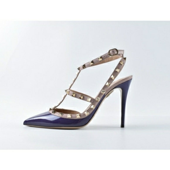 VALENTINO Garavani Rockstud Patent Purp/Nude Pumps - Picture 2 of 11